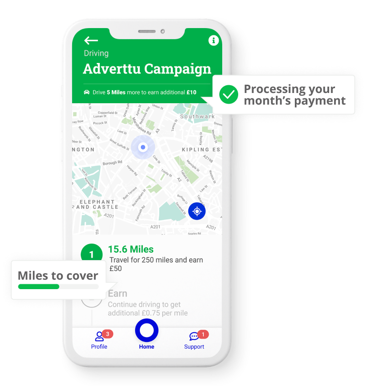 An image showcasing the Adverttu Campaign Screen on a mobile phone